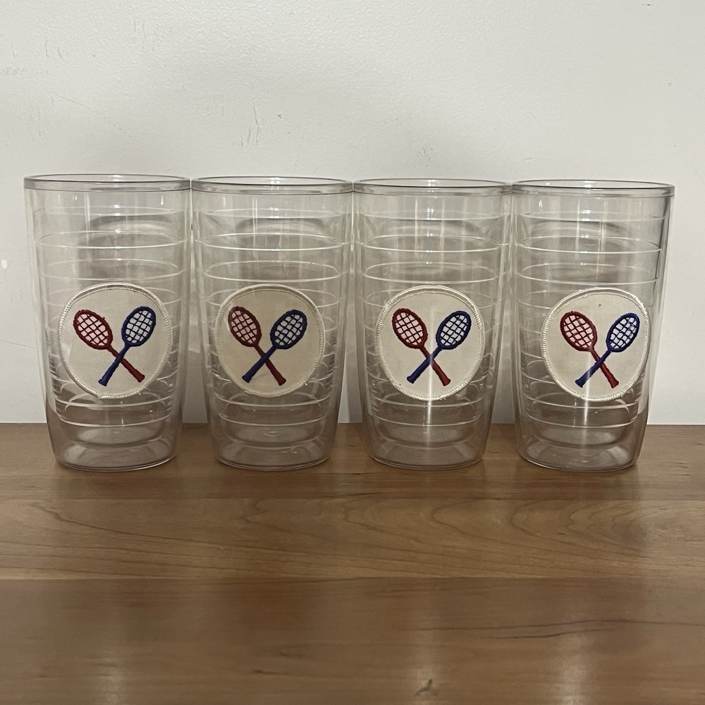 Vintage‎ Tervis Tumblers Tennis Racket Embroidered Patch Insulated Double Walled